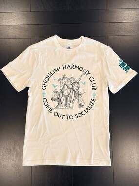 Disney Haunted Mansion Ghoulish Harmony Mens XS T-Shirt Cream